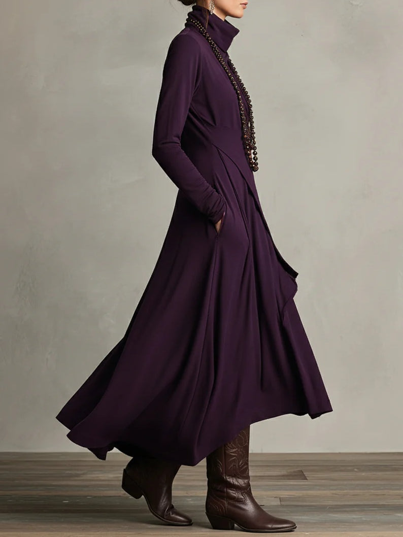 Soledad | Vestido largo drapeado con cuello alto