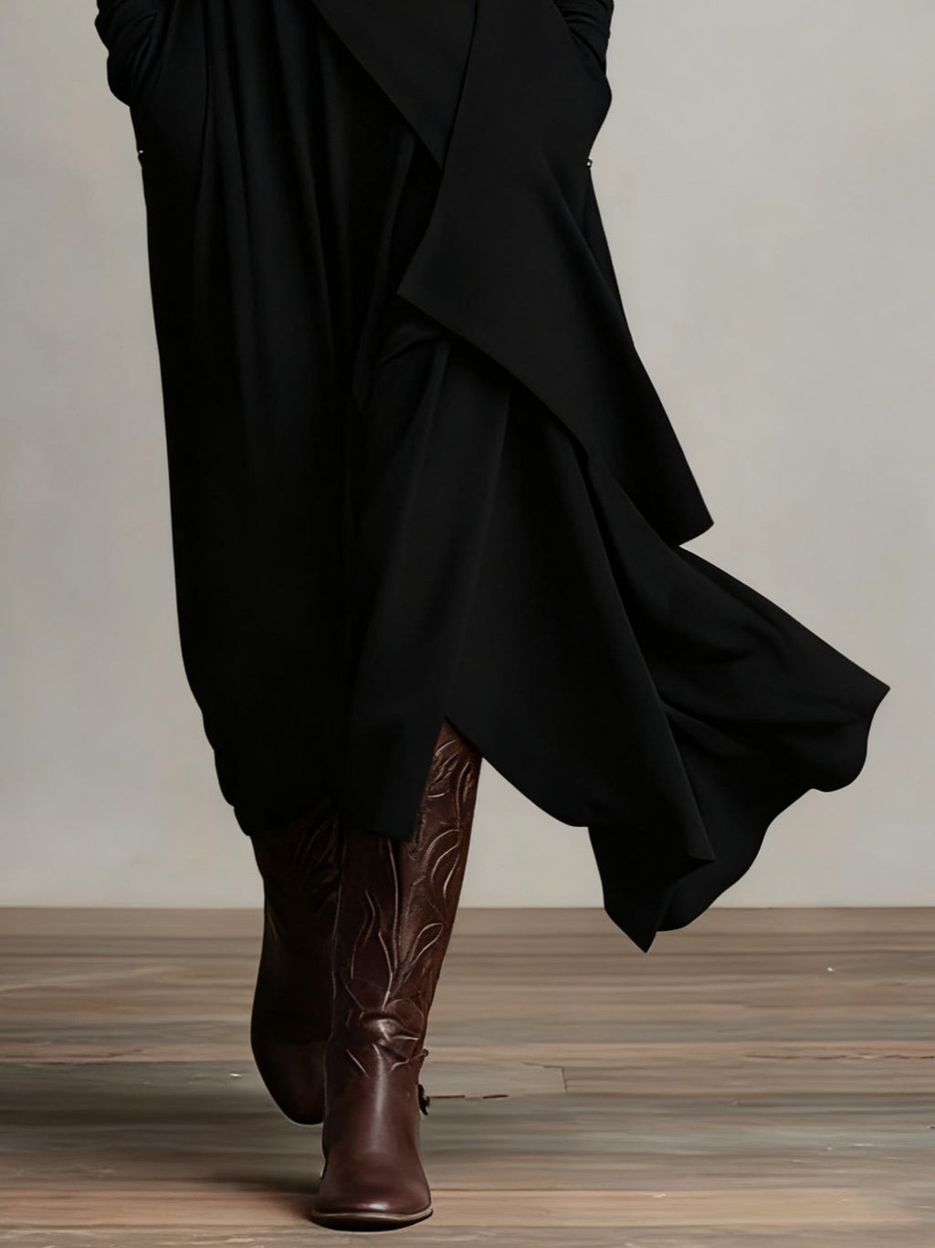 Soledad | Vestido largo drapeado con cuello alto