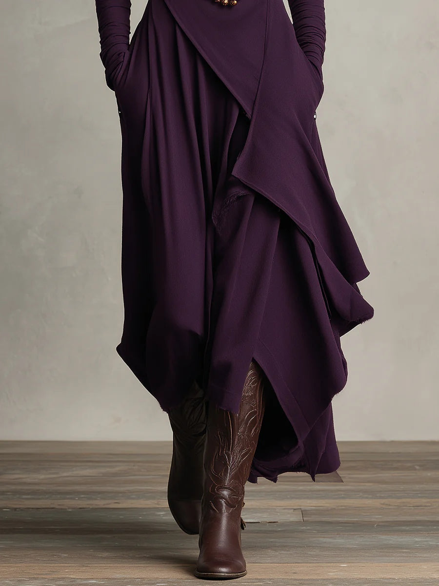 Soledad | Vestido largo drapeado con cuello alto