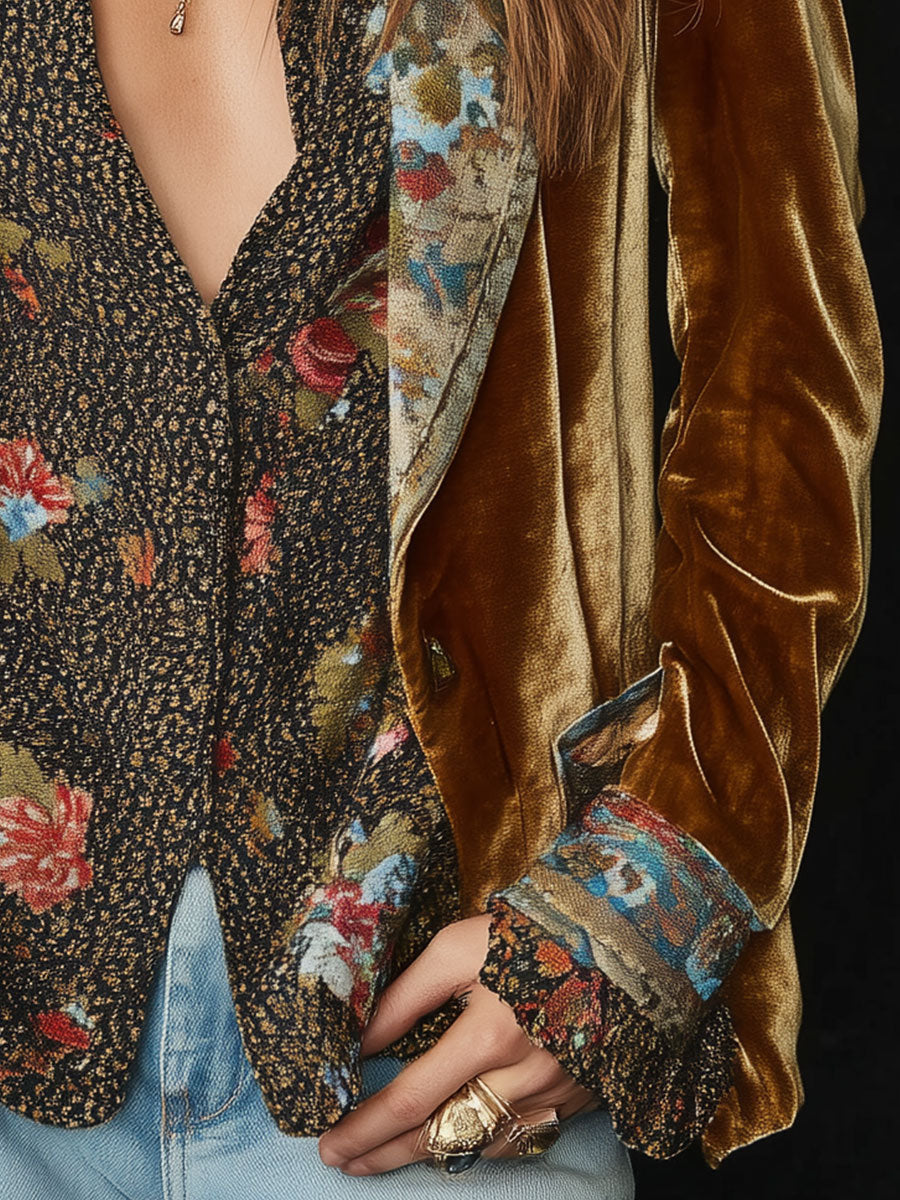 Marta | Blazer de patchwork con estampado floral vintage