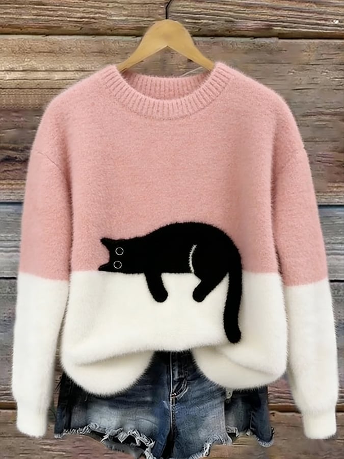 Cristina | Jersey oversize elegante con un gato
