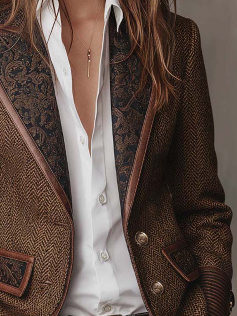 Mariana | Blazer con inserciones y estampado en espiga