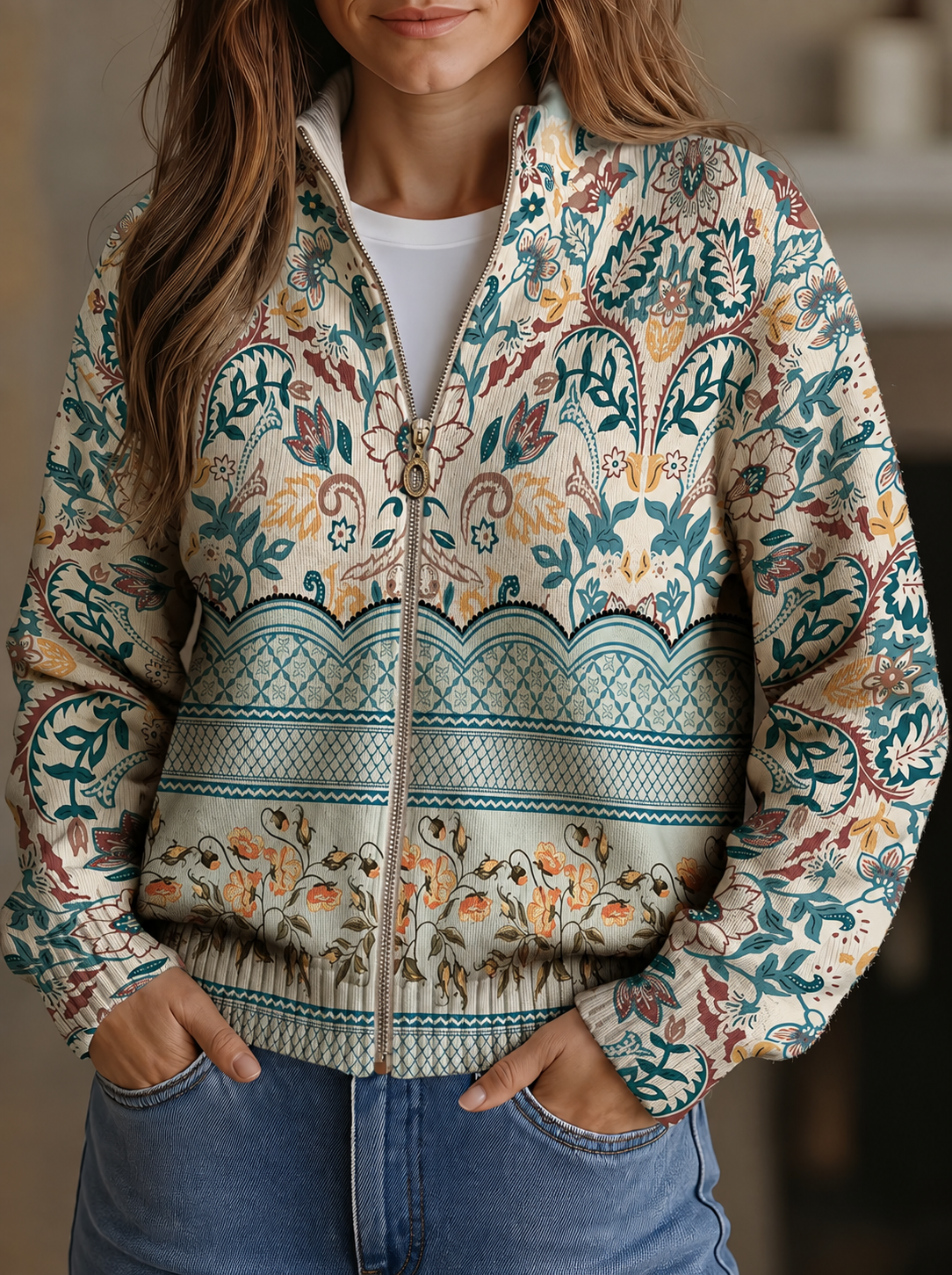 Luna | Estampado vintage con borde botánico floral