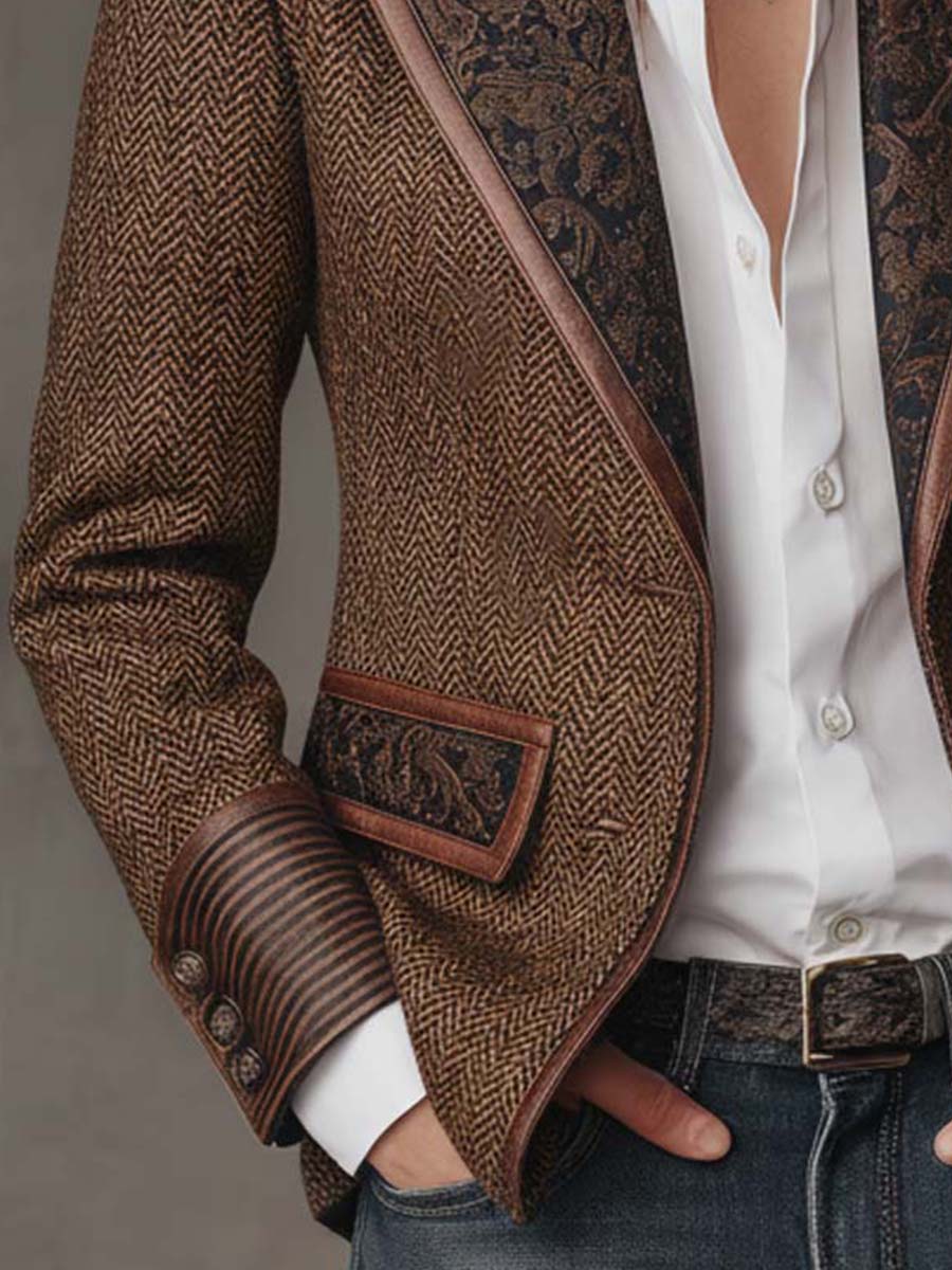 Mariana | Blazer con inserciones y estampado en espiga