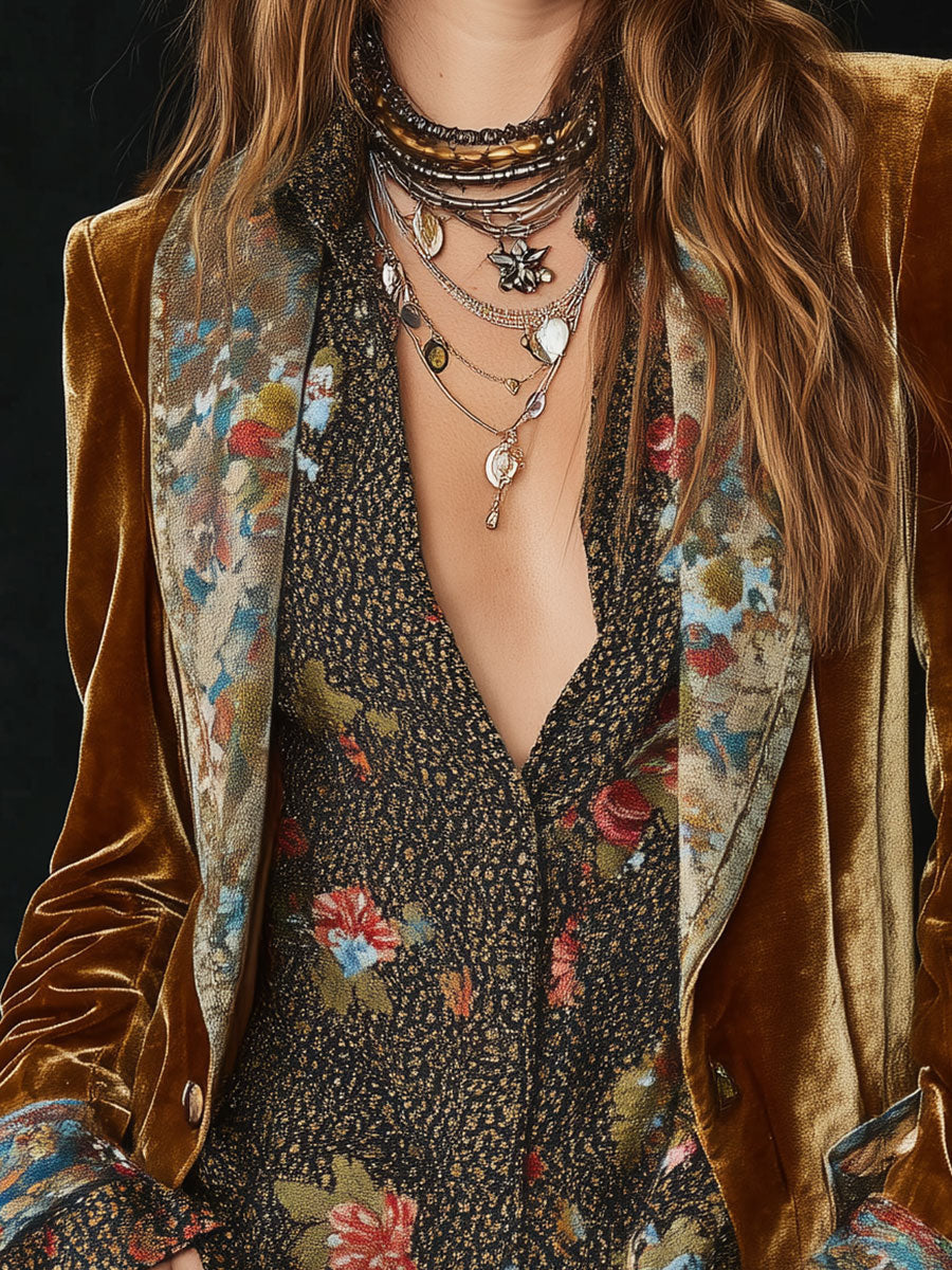 Marta | Blazer de patchwork con estampado floral vintage