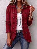 Ana | Chaqueta de punto en rojo rubí con volantes