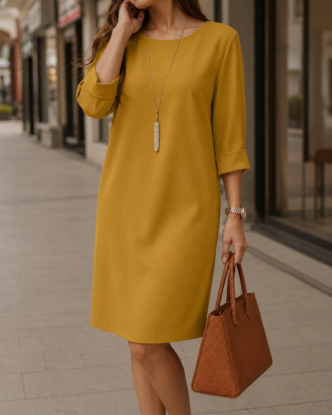 Sabrina | Vestido midi fluido con efecto de vientre plano