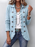 Constanza | Chaqueta de punto en azul claro con volantes