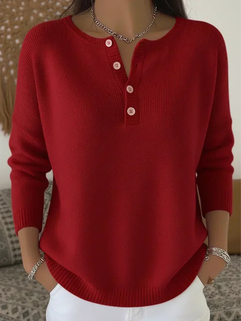 Ernesta | Jersey de punto con botones estilo Henley
