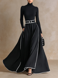 Susana | Abito Maxi con Profili a Contrasto e Cintura
