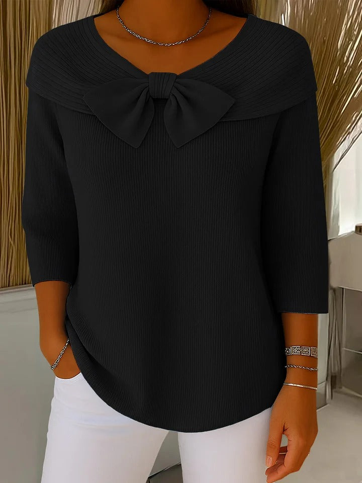Teresa | Jersey con lazo y cuello redondo
