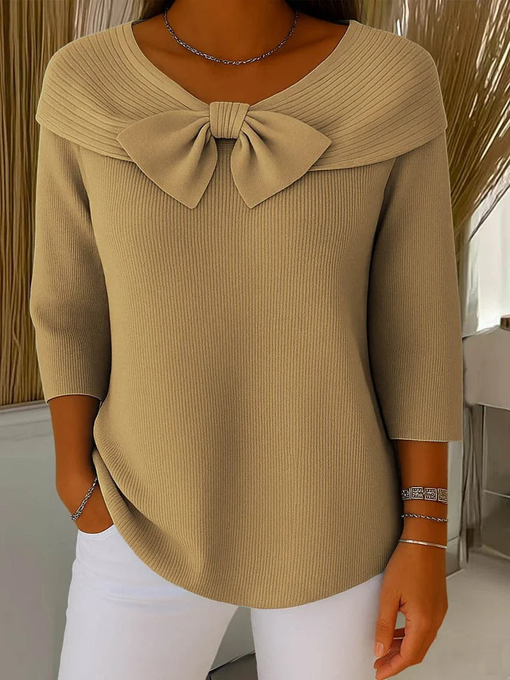 Teresa | Jersey con lazo y cuello redondo