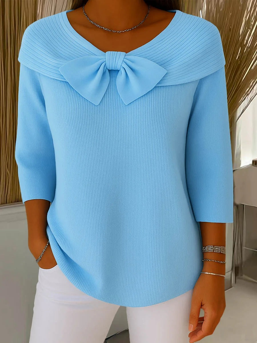 Teresa | Jersey con lazo y cuello redondo