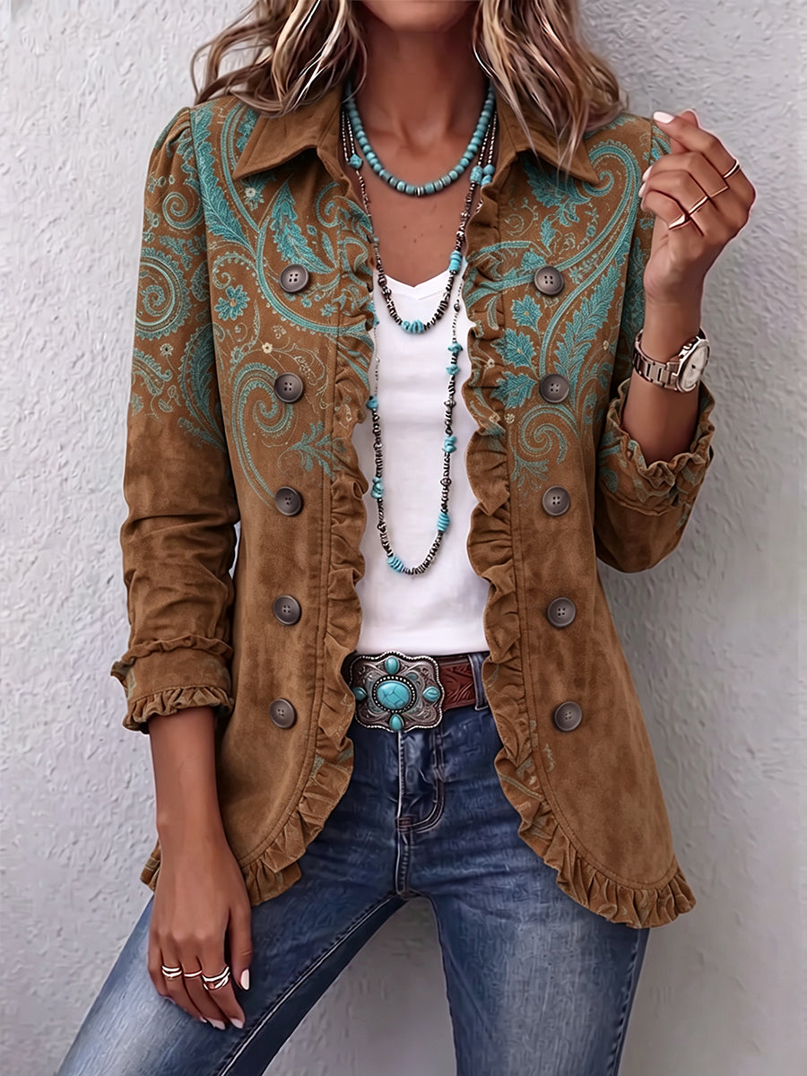Gloria | Chaqueta con volantes y estampado de cachemir