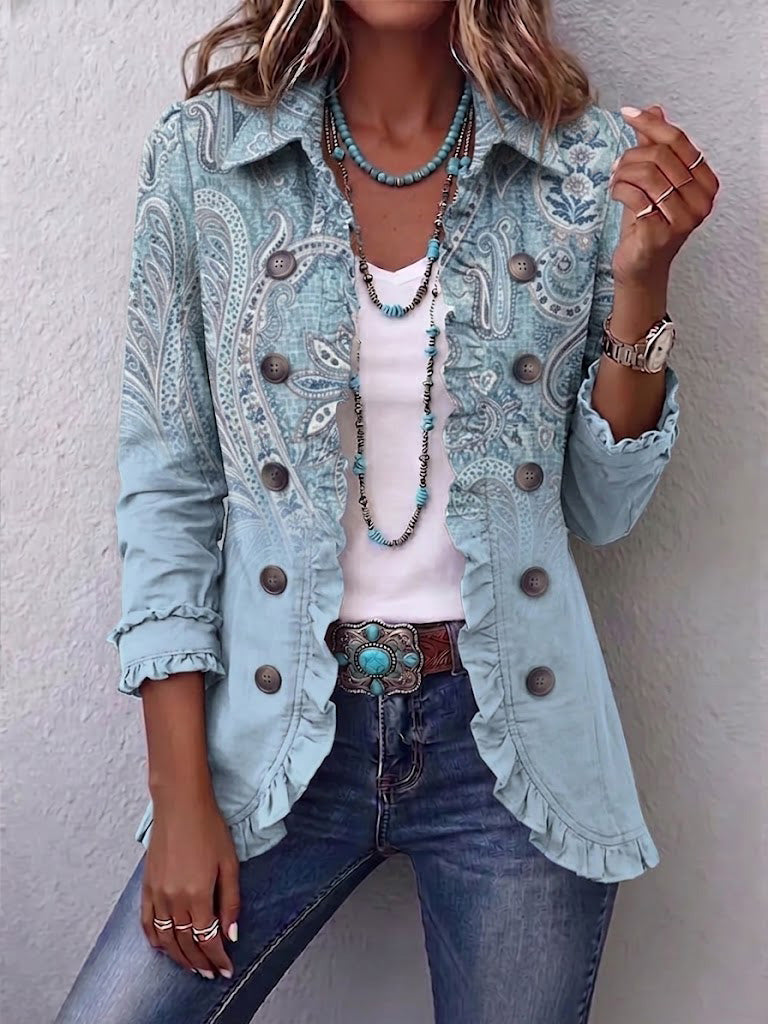 Estrella | Chaqueta con volantes y estampado cachemir vintage