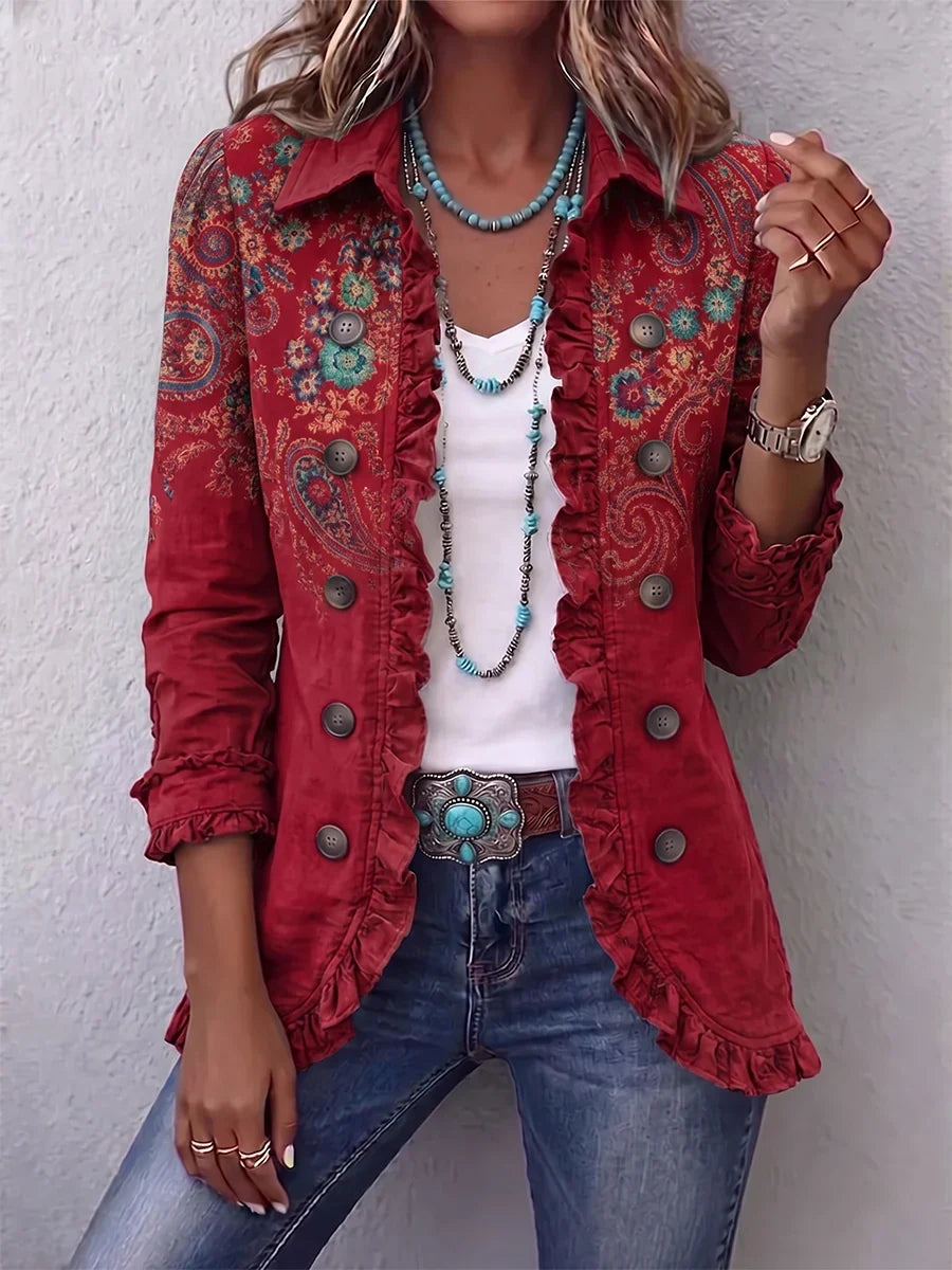 Fabiana | Chaqueta con volantes y estampado bohemio de cachemir