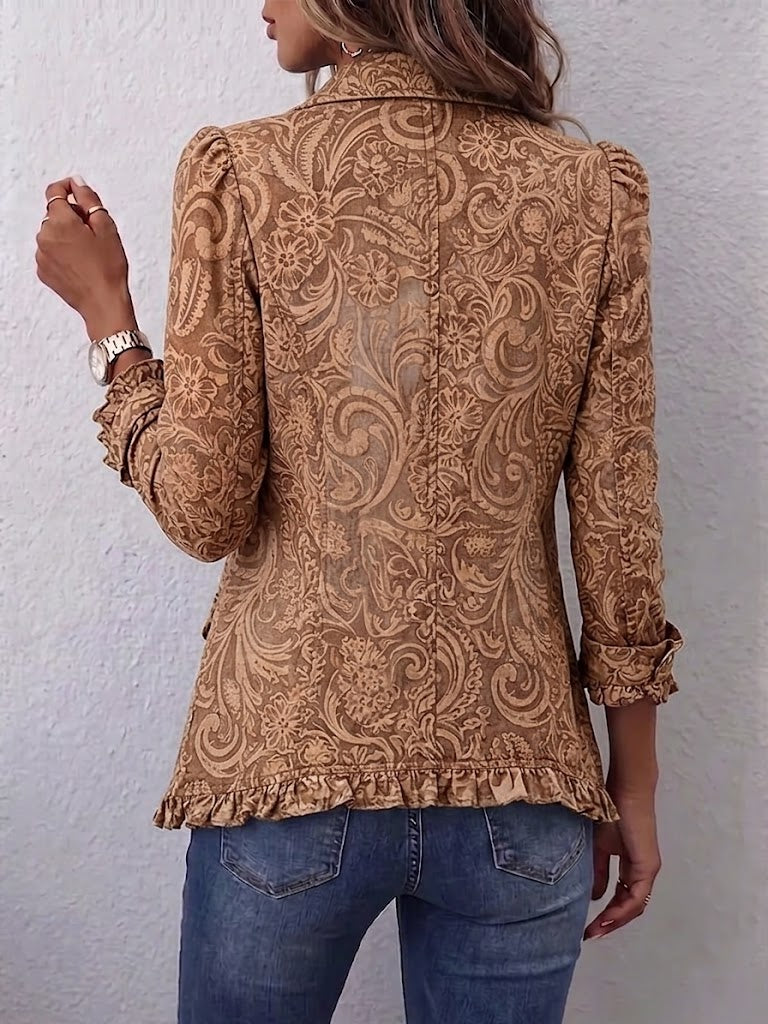 Bruna | Chaqueta vintage con estampado floral y volantes