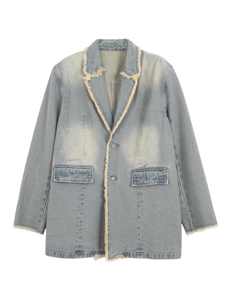 Diana | Blazer oversize de estilo vintage con bordes sin rematar