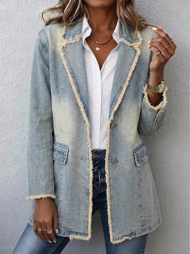 Diana | Blazer oversize de estilo vintage con bordes sin rematar