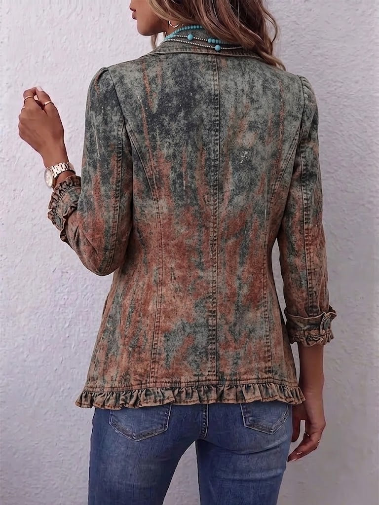 Brichi | Chaqueta con volantes y estampado vintage con textura y degradado