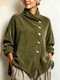 Lucia | Top de terciopelo acanalado con botones en diagonal, verde oliva