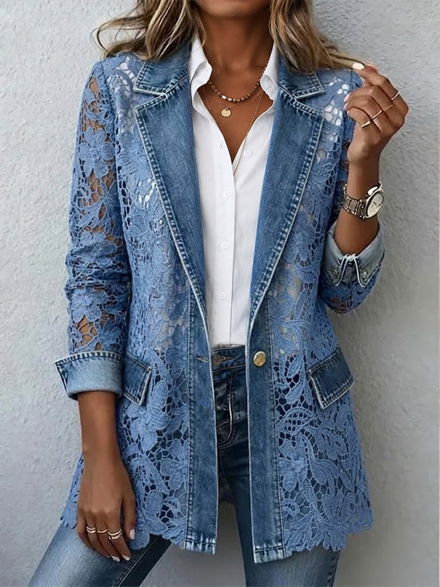 Linda | Chaqueta tipo blazer con paneles de encaje floral