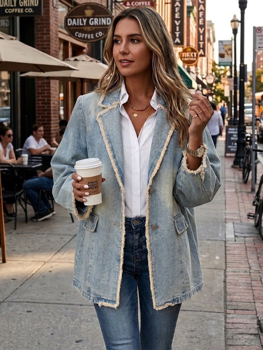 Diana | Blazer oversize de estilo vintage con bordes sin rematar