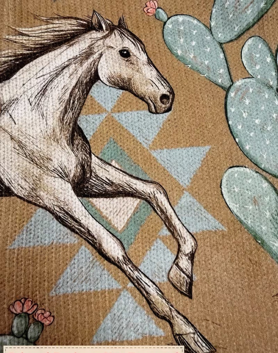 Felipa | Cárdigan con cremallera caballo desértico y cactus