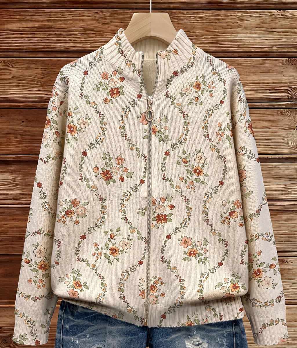 Paola | Estampado floral delicado en crema con motivos de enredaderas