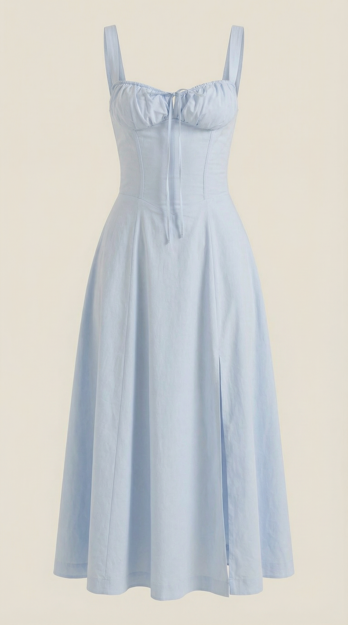 Vestido midi de color jade con cordones