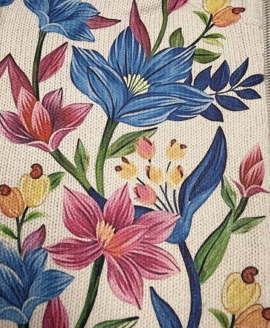 Tania | Cárdigan con cremallera y estampado floral estampado botánico