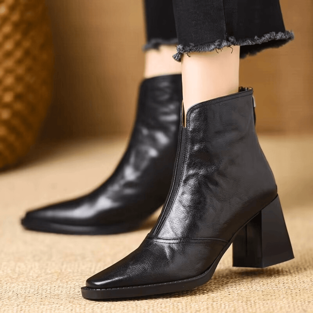 Pilar | Botines de piel con tacón medio